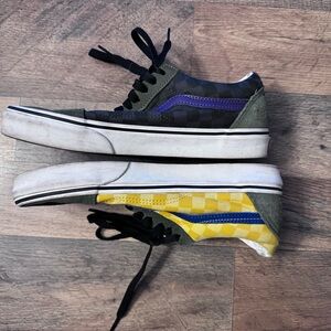 Vans Men's Old Skool Checkered Sneakers - Yellow, Purple & Green